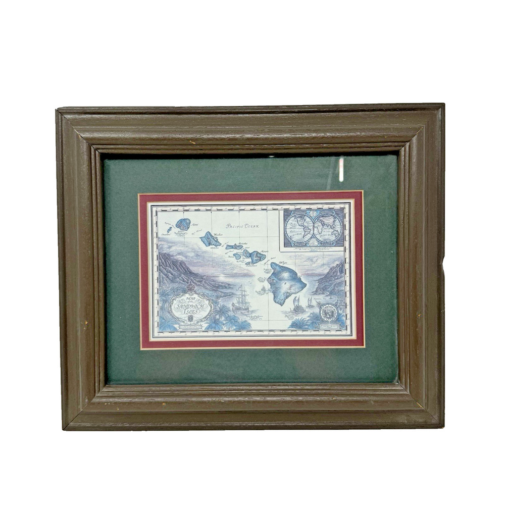 Vintage Map of the Sandwich Isles Art Print Hawaii Is Cartographer Blaise Domino